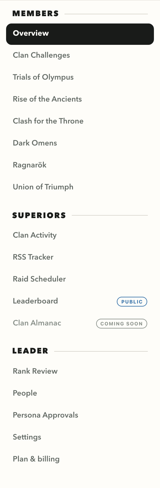 Members section of the TB Oracle sidebar